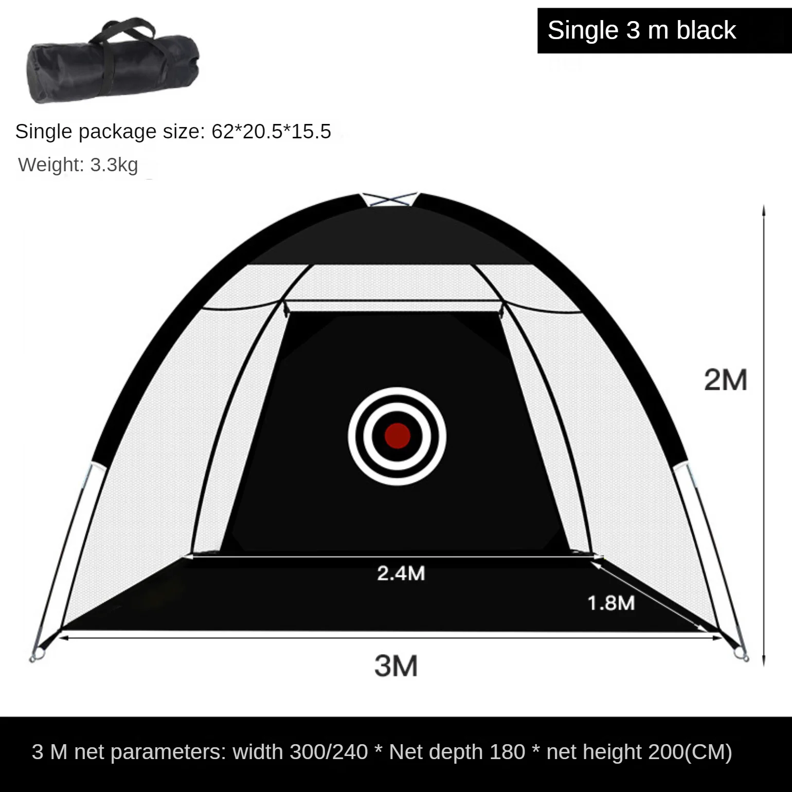 New Arrival 3m size golf swing practice equipment swing net batting cage detachable and convenient indoor golf practice net