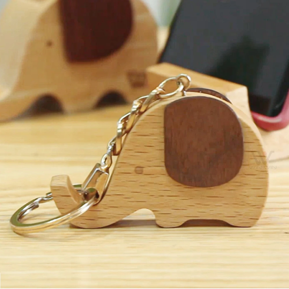 Art & Collectible Metal Handmade Crafts Wood Keychain Thanksgiving Gift Key Chain Elephant Keyholder