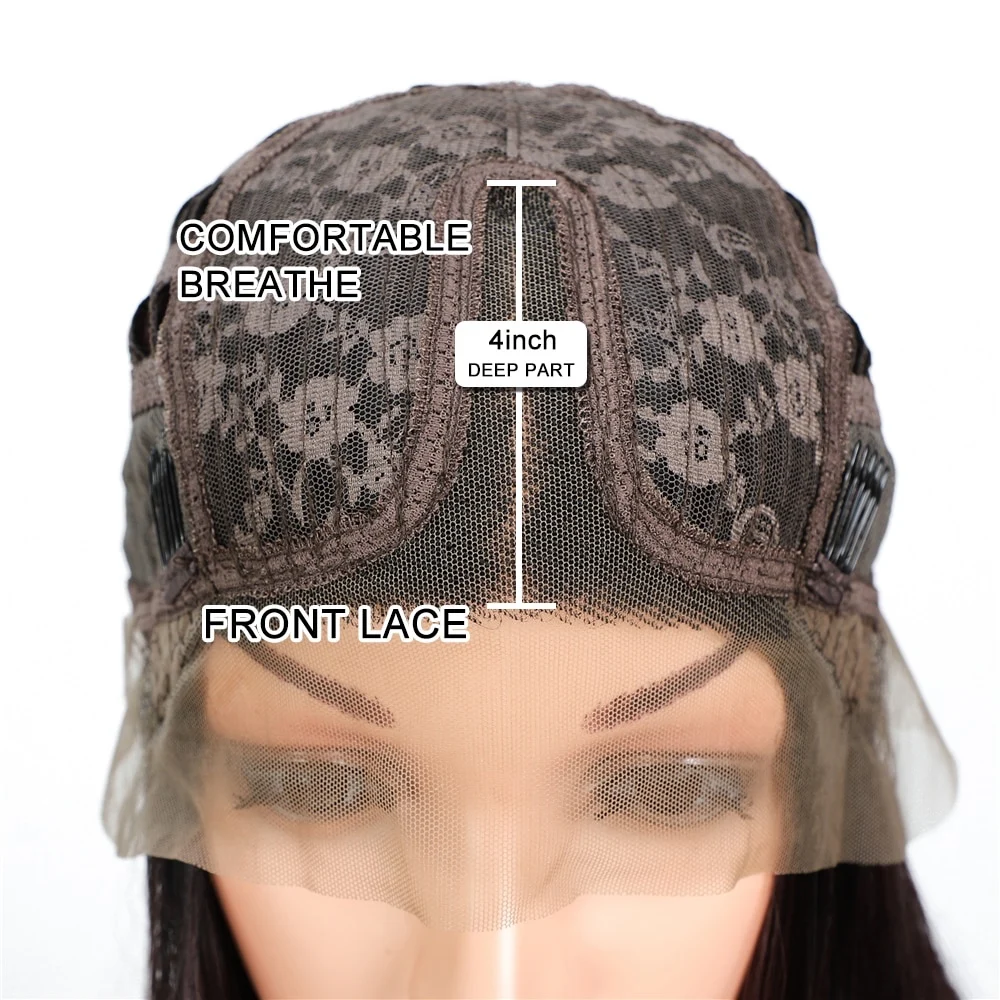 Wholesale Other Artificial Hair Wigs Wine Red green 171/261 Long bob Straight body lace front Wig  Synthetic Heat Resistant