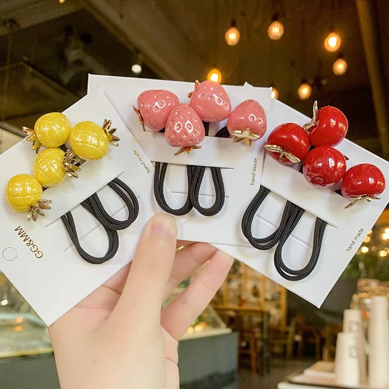 High elastic fruit rubber band hair accessories for kids ponytail cute and beautiful kids accessories