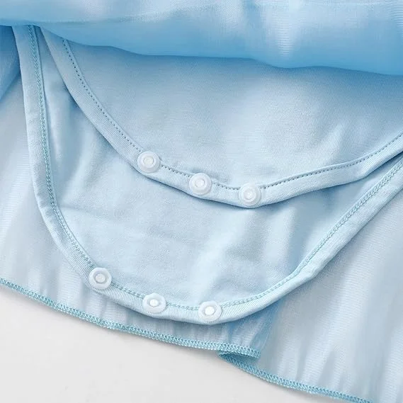 Wholesale kids girls blue straps dresses linen cotton ruffles chest layers skirt dresses baby girls boutique dresses