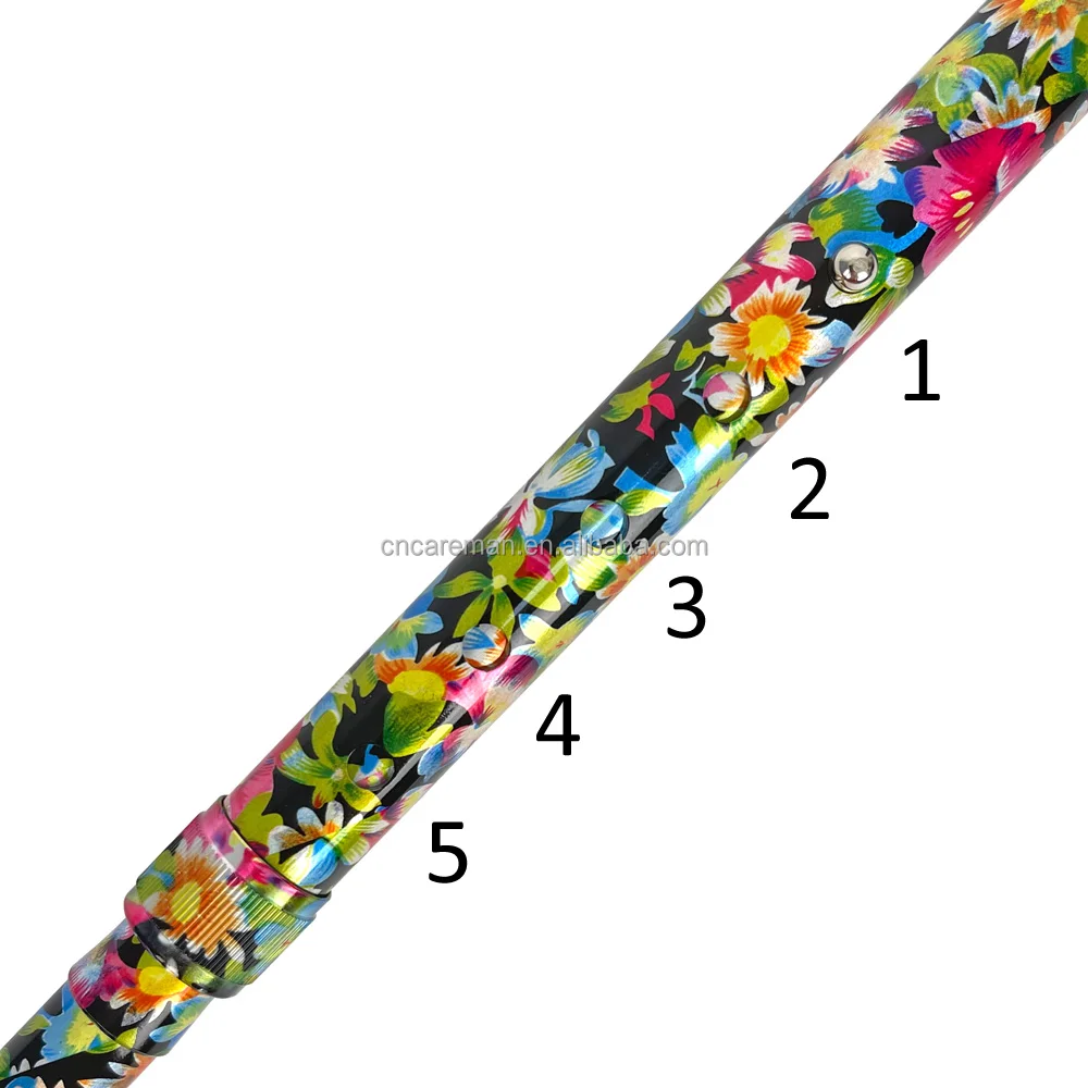 Colored print Floral Aluminum Folding Cane Walking Stick Decorative Collapsible Retractable Adjustable Heights for Lady Blossoms
