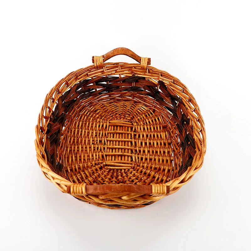 Wholesale Willow Wicker Original brown Italian Plate Food Fruit Storage Baskets for Home Outdoor