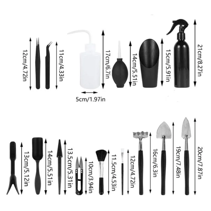 Mini Gardening Hand Tools Set Succulent Plants Watering Bottle Miniature Garden Flower Plants Bucket Shovel Tool DIY Accessories
