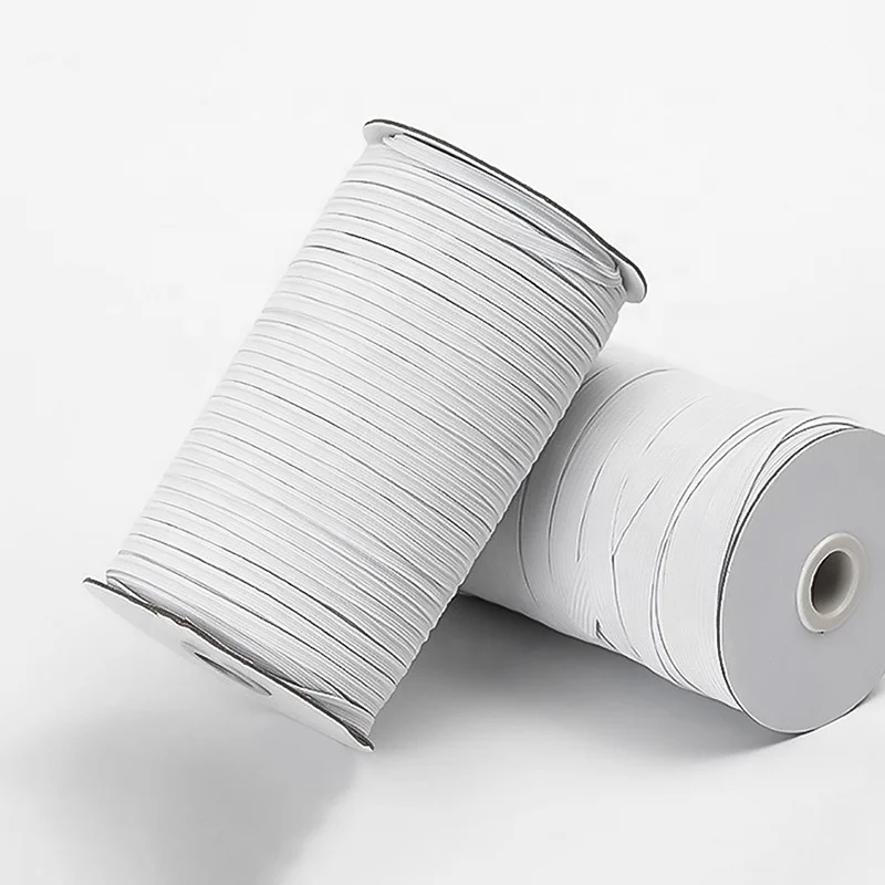 
factory wholesale in stock 3mm white black color knitted braided elastic band with high elasticity 