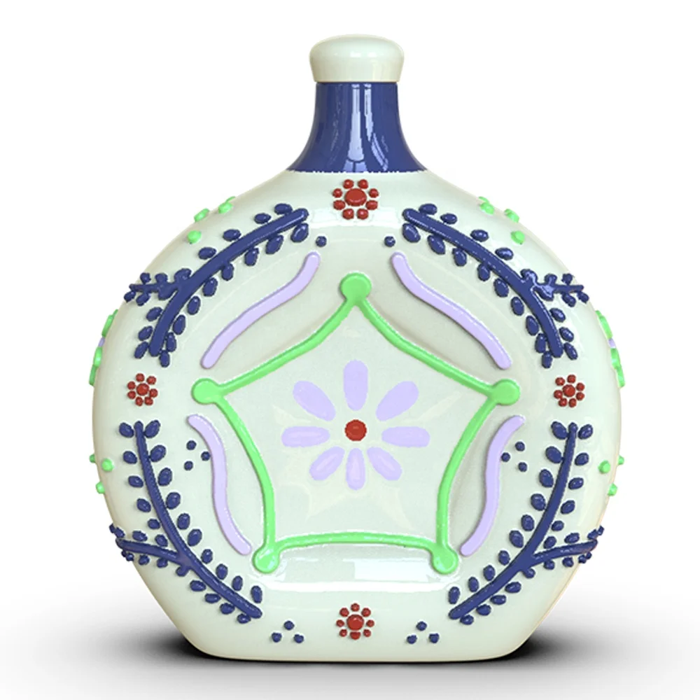 Personalized capacity logo wholesale hand crafted porcelain alcohole liquor drink wine decanter Talavera ceramic tequila bottle