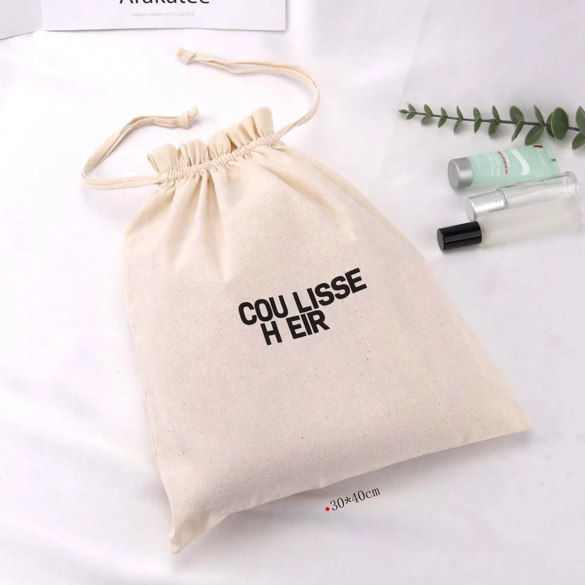 Reusable  Large Cotton Dust Shoe Bag Custom Logo Printed Drawstring Muslin Shopping Packaging Shoe Pouch