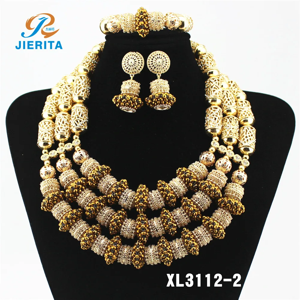 XL2132 Handmade boutique Gold and sliver color crystal fashion jewelry sets