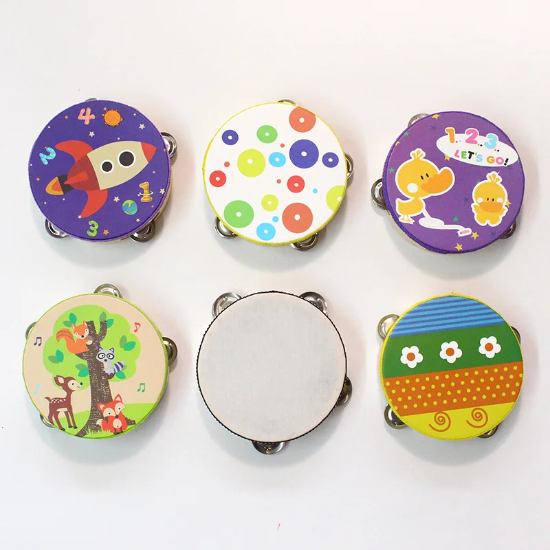musical percussion instrument toy wooden hand drum learning toy educational mini tambourine