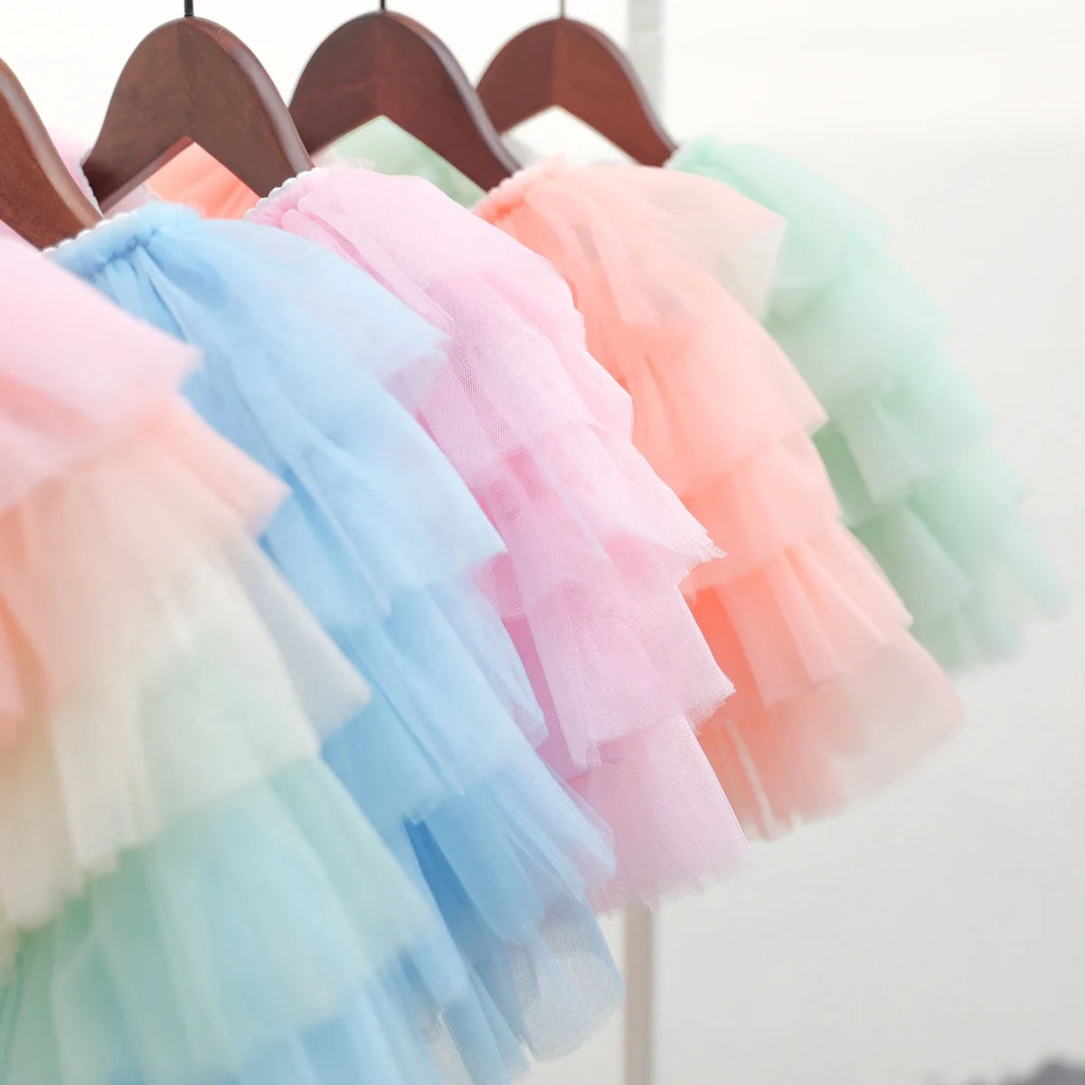 Kids Rainbow Tutu Tiered Ruffle Skirt Lining Cotton Kids Tulle Pleated Skirts for Girls Layered Tutu Toddler Girl Tutu Skirt