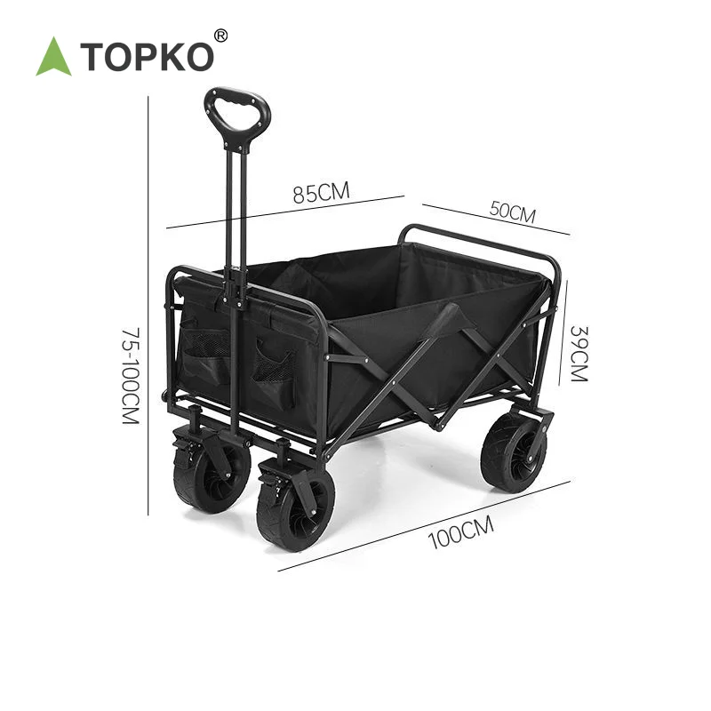 TOPKO Wholesale Portable Heavy Duty Outdoor Camping Hiking Travel Foldable Carry Trolley Cart Wagon
