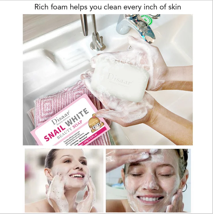 100g Natural Organic Collagen Essence Snail Whitening Soap Handmade Goat Milk Soap For Remove Skin Acne Deep Cleansing Face Care