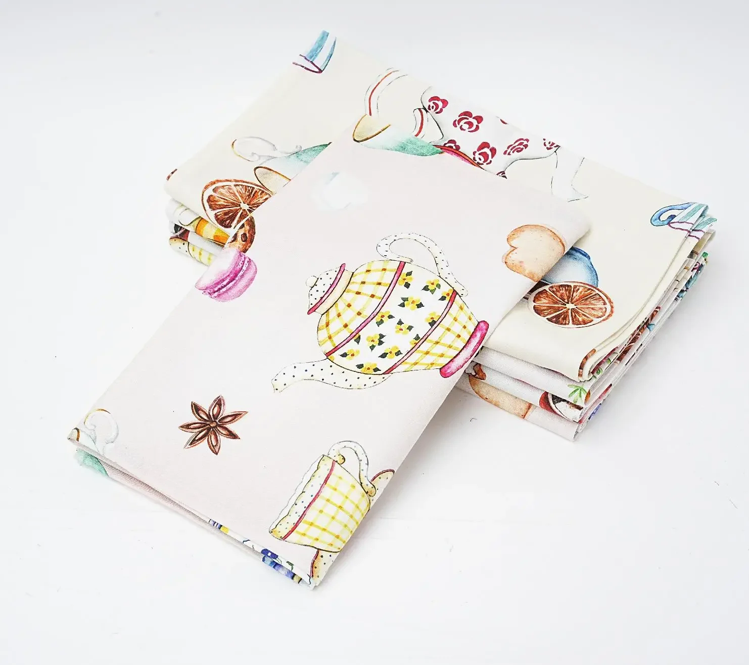 Wholesale High quality 100% cotton linen fabric tea towel with customized design