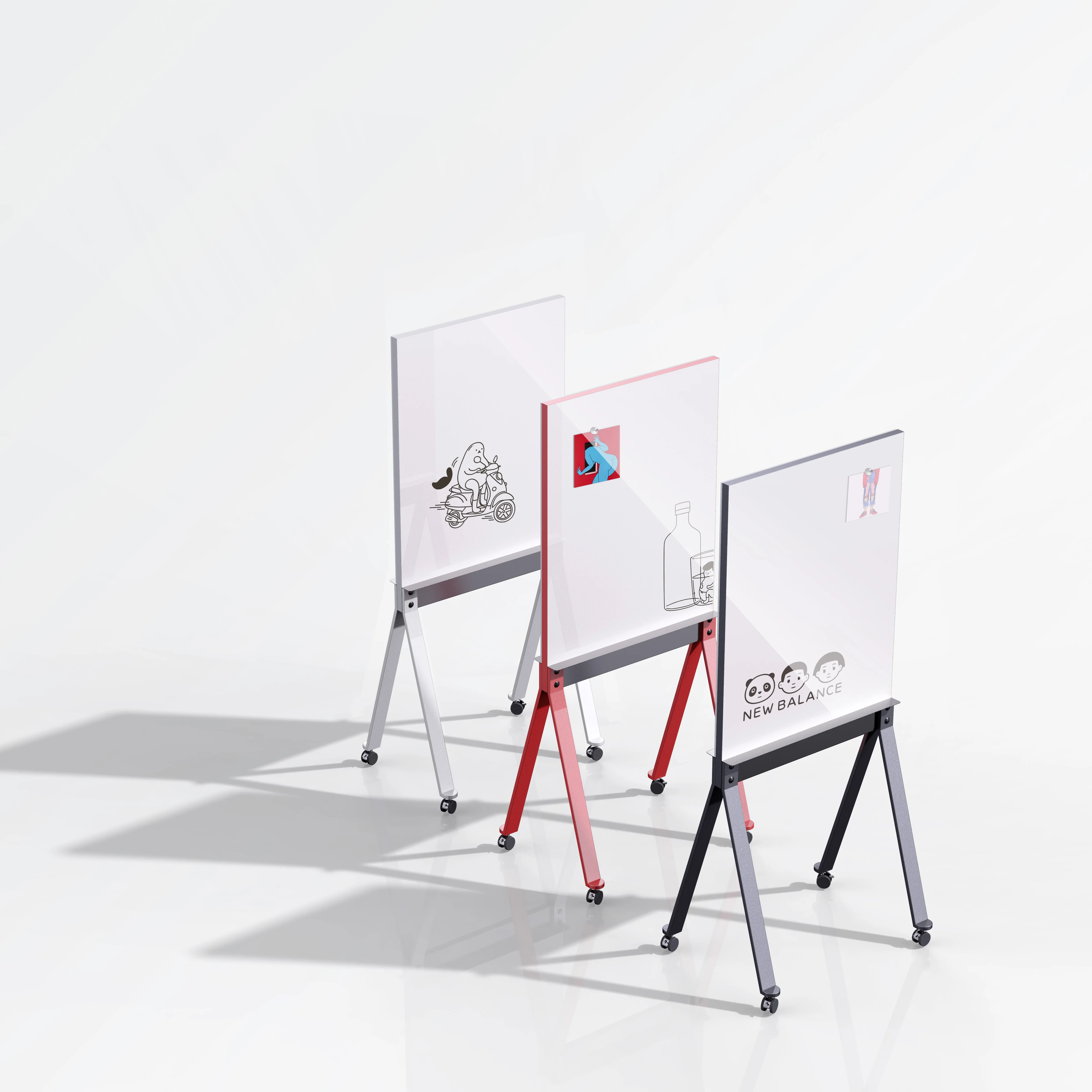 Double sided Easel board/ Magnetic Dry erase whiteboard Felt board with