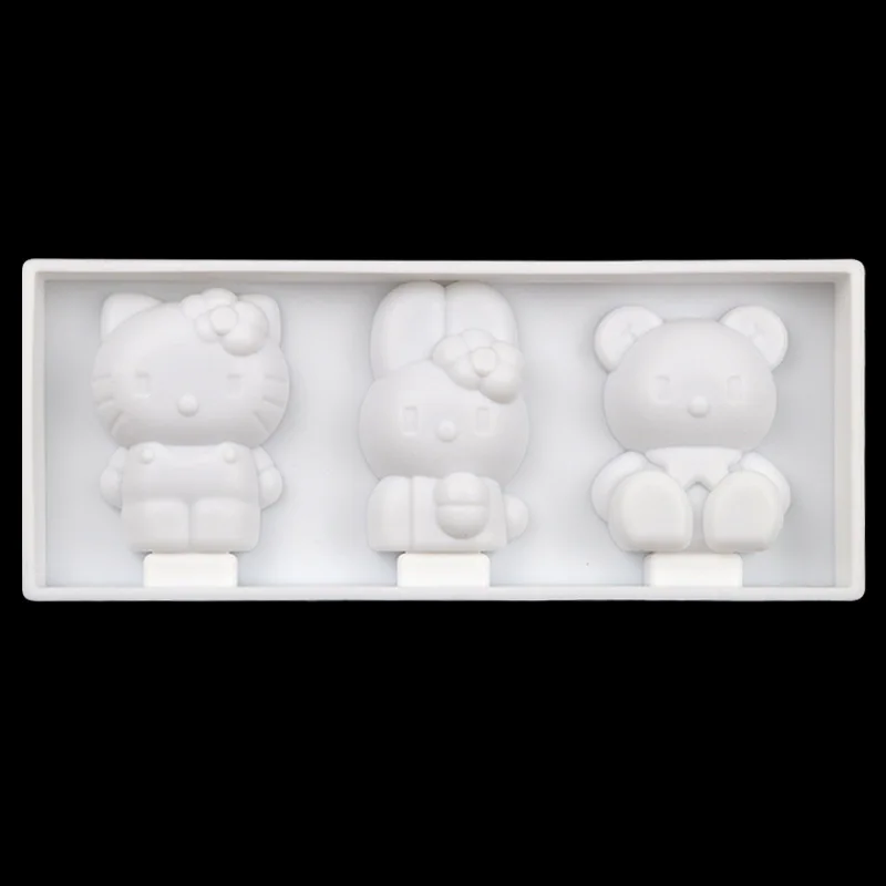Saffron Cartoon rabbit cat bear Silicone ice maker mold Homemade Popsicle Tools silicon molds for ice cream pops