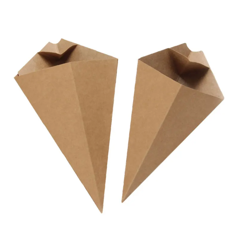 Heepack Paper Boxes For Fast Food Kraft Paper French Fries Potato Chips Snack Cone Box