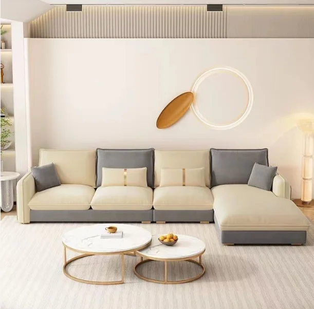 Nordic Modern Home Furniture Fabric Sectional Corner Couch Chaise Longue Combination Bed Living Room Sofa Set Designs