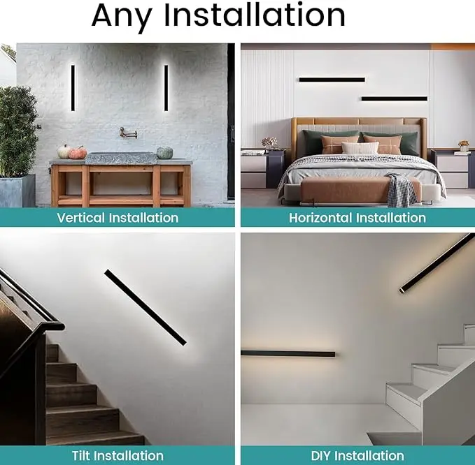 Black Modern  Surface Mounted Wall Lamps 110V 220V Outdoor LED Linear Wall Light for Home Villa Wall  Decorations