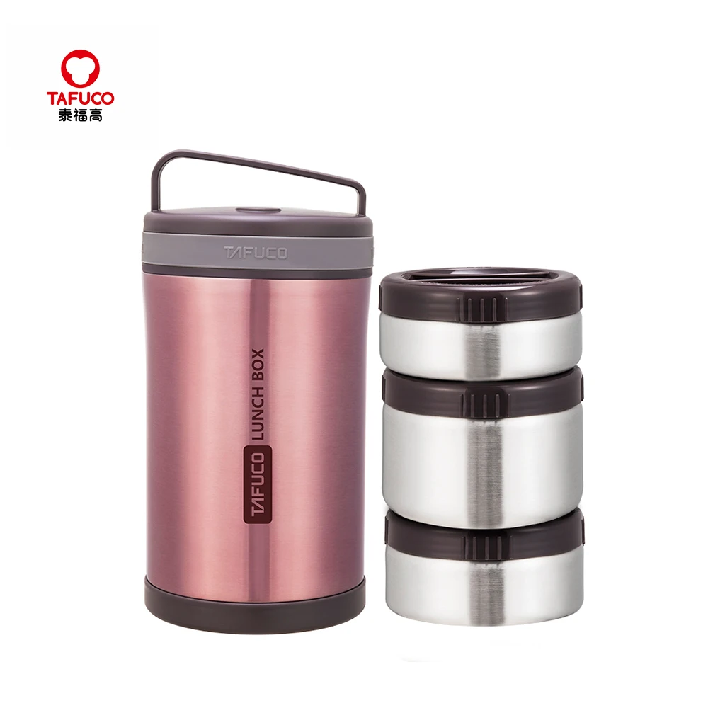 3 Layer Stainless Steel Insulated Thermal Food Storage Flask Warmer Set With Bag