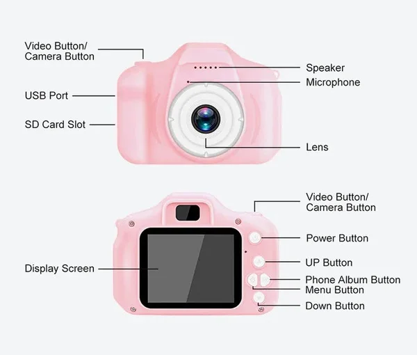 Christmas New Year Birthday Gifts for Boys Girls Age 3-9 X2 1080P HD Dual Camera Lens Kids Selfie Camera