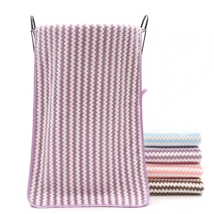 
Double Color Striped Soft Coral Fleece Towel Microfiber Face Towel 
