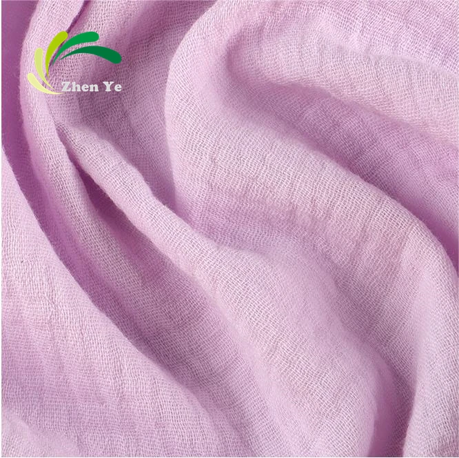 Factory Hot Sale Pure Cotton Double Face Double Gauze Wrinkle Muslin Organic Fabric For Baby Waddle Pajama Hometextile Swaddle