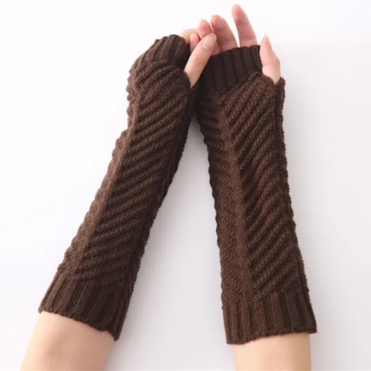 long Arm Warmers Knit Warm Winter Sleeve Fingerless Gloves for Women