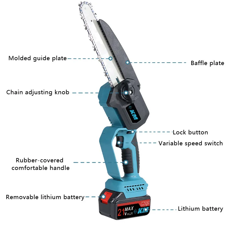 Professional handheld 8 inch electric chainsaw cordless Brushless chainsaw with lithium battery and charger