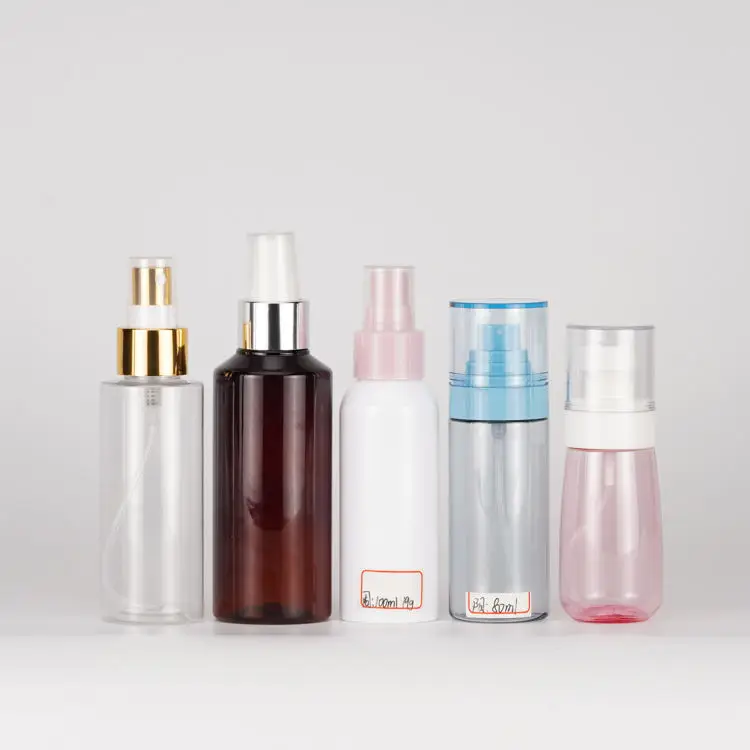 Custom PET Plastic Fine Mist Cosmetic Skincare Spray Bottles For Body Face With Logo 30ml 50ml 60ml 100ml 200ml 250ml 300ml