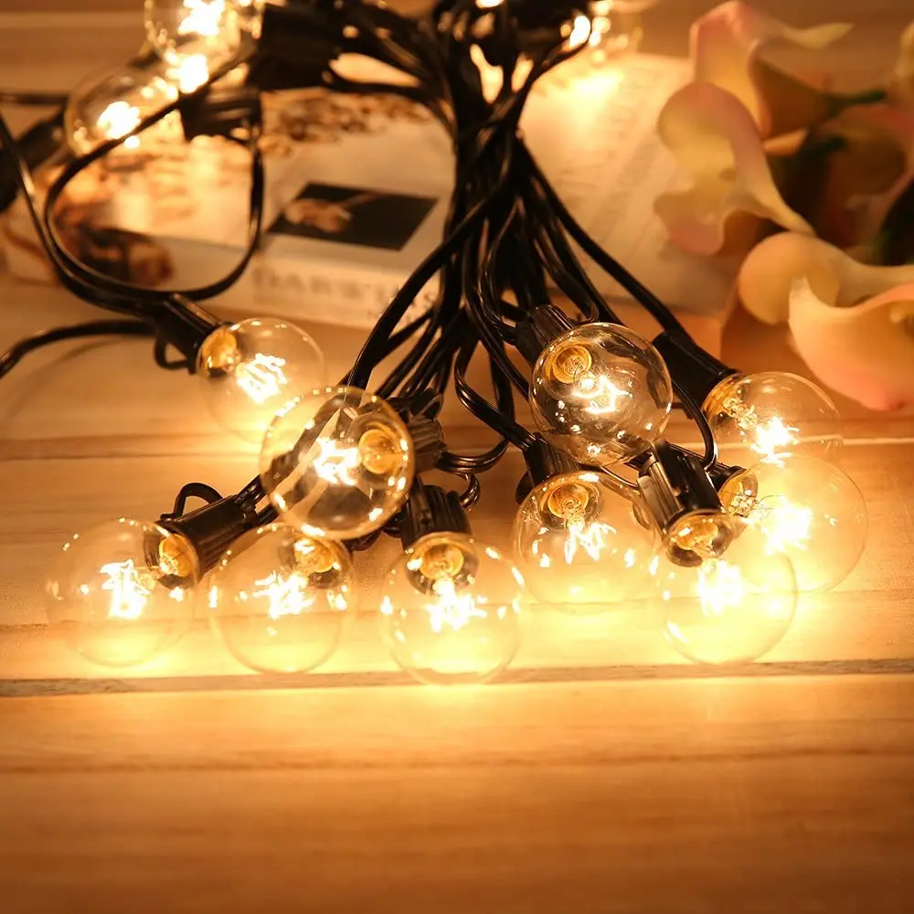 Outdoor lighting holiday solar power bulbs hanging string g40 solar bulb string light
