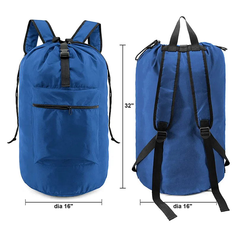 Custom jumbo travel laundry drawstring backpack bag dirty clothes storage organizer hamper bag  for camping dorm room