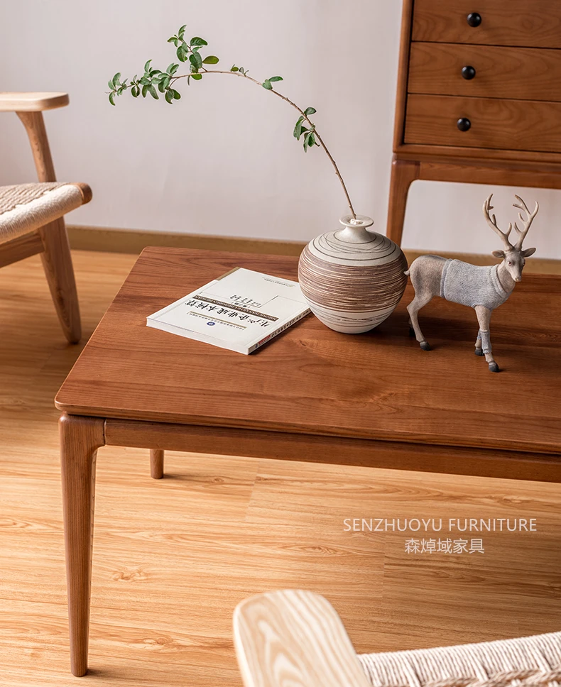 Modern living room wooden furniture solid wood square coffee table