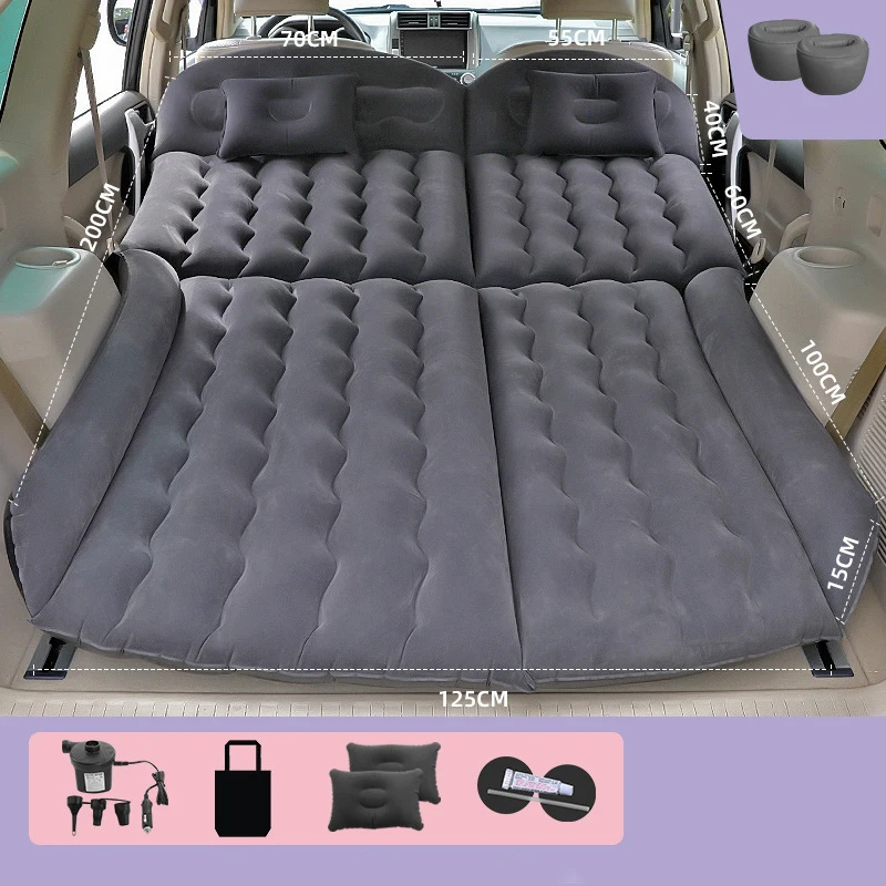 Newly Multicolor Car Air Mattress Bed Suv Sleeping Pad Travel  Folding Thickened Flocking Inflatable Mattress For Car