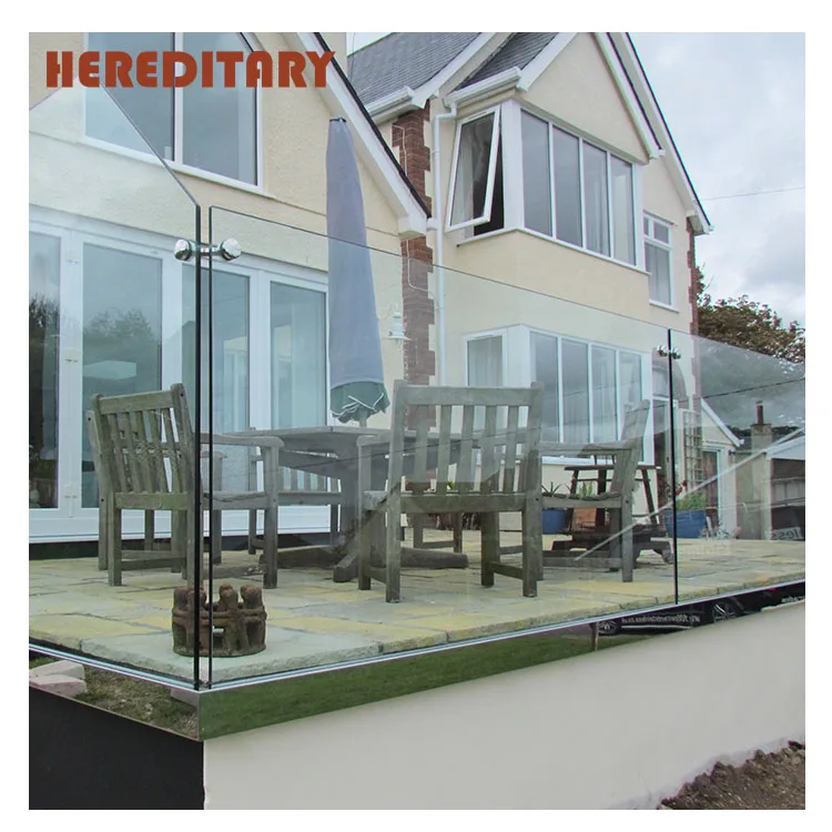 Tempered glass deck railing glass door for balcony frameless glass railing system