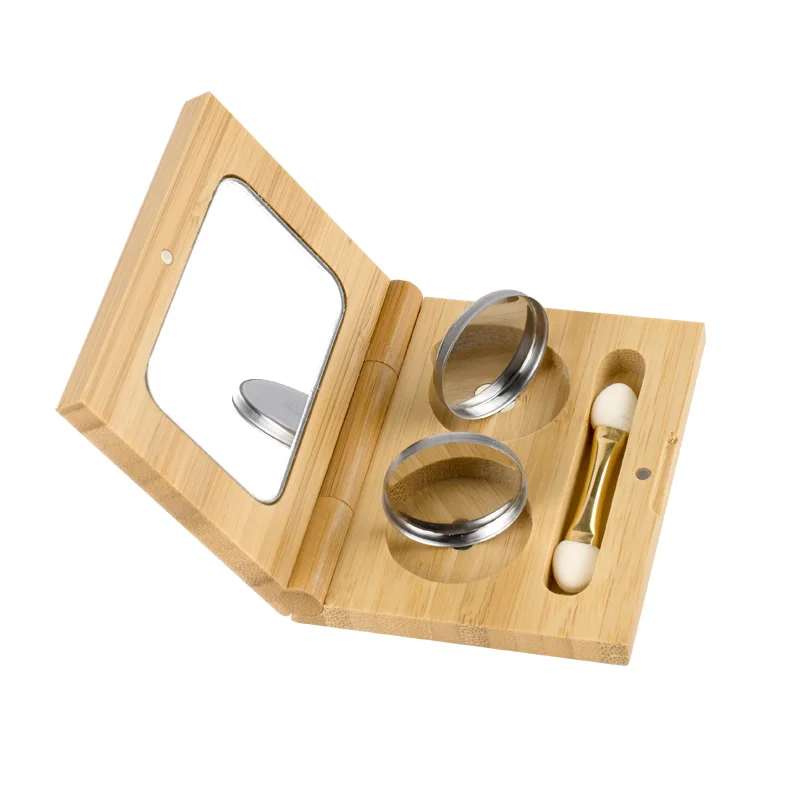 Make Up Cosmetic Organizer Palette Private Label Eyeshadow Empty Bamboo Eyeshadow Palette With Mirror