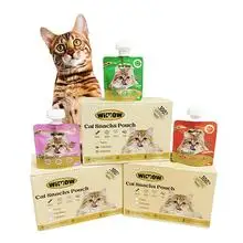 Recruit agent OEM ODM free sample wholesale 15g Health and nutrition wet cat food pouch for cat pet treats snacks food wholesale