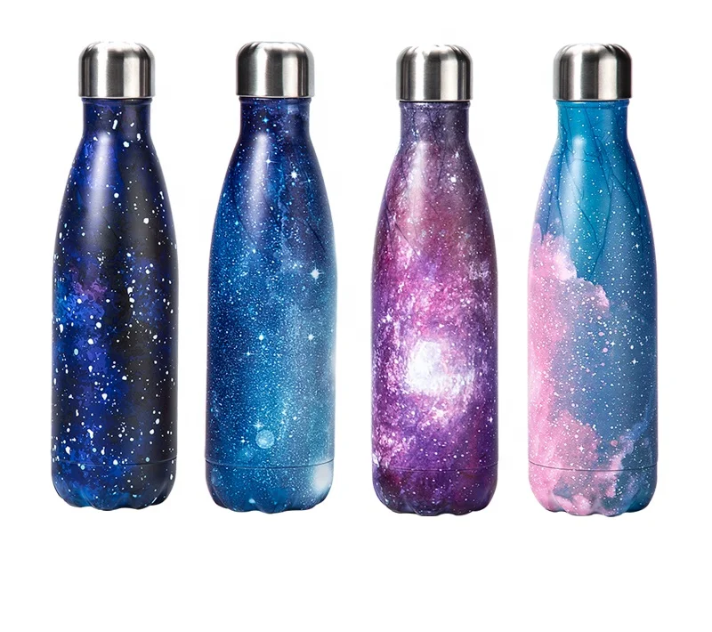 best selling 500ml customized cola shape stainless steel vacuum flask with air transfer print full cover design