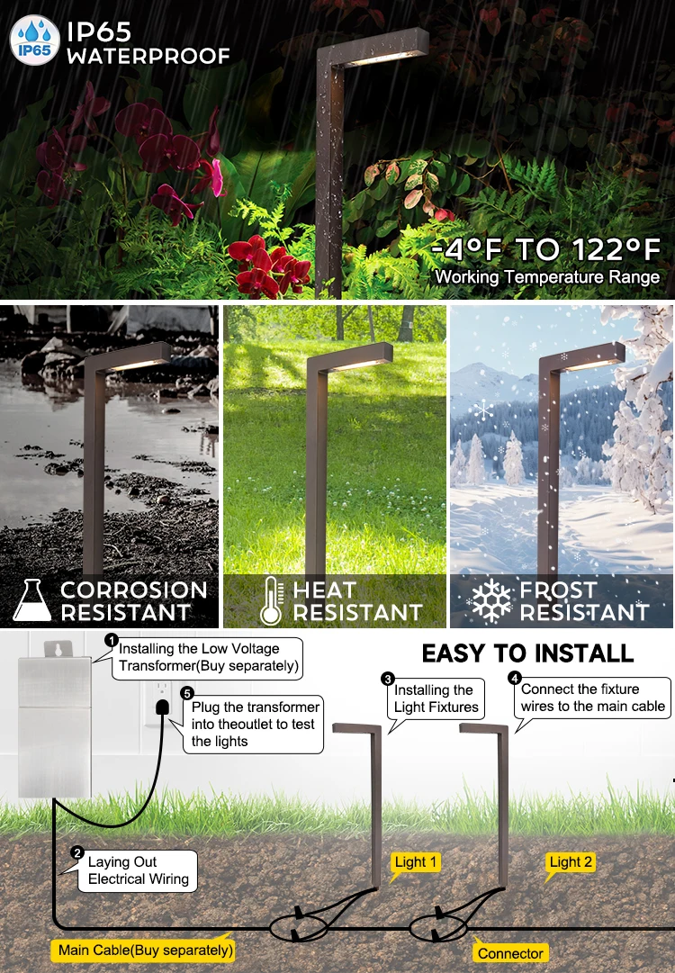 Outdoor In-Ground Landscape Bollard Light Concrete Led Path Lights Aluminium Thin Pathway Garden Lawn Lights
