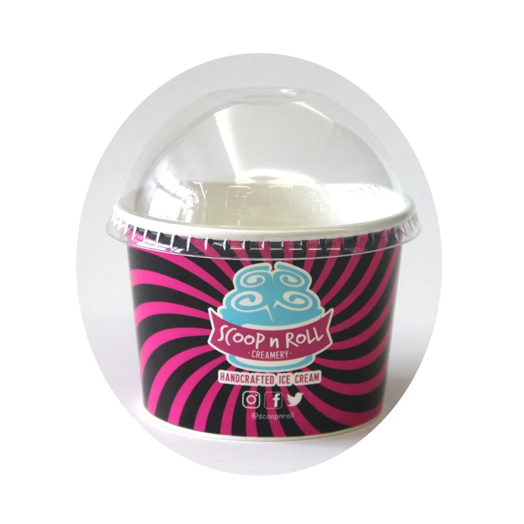Biodegradable paper ice cream cup with lid providers