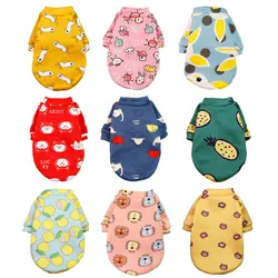 Printed cartoon pet clothes plus velvet two-legged sweater spring autumn winter dog clothes winter