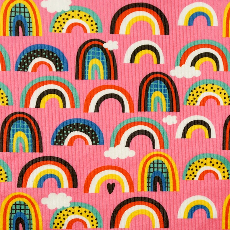 Hot Sale Customized Pattern Knit Ribbed Printed Velour Style Rib Velvet Fabric