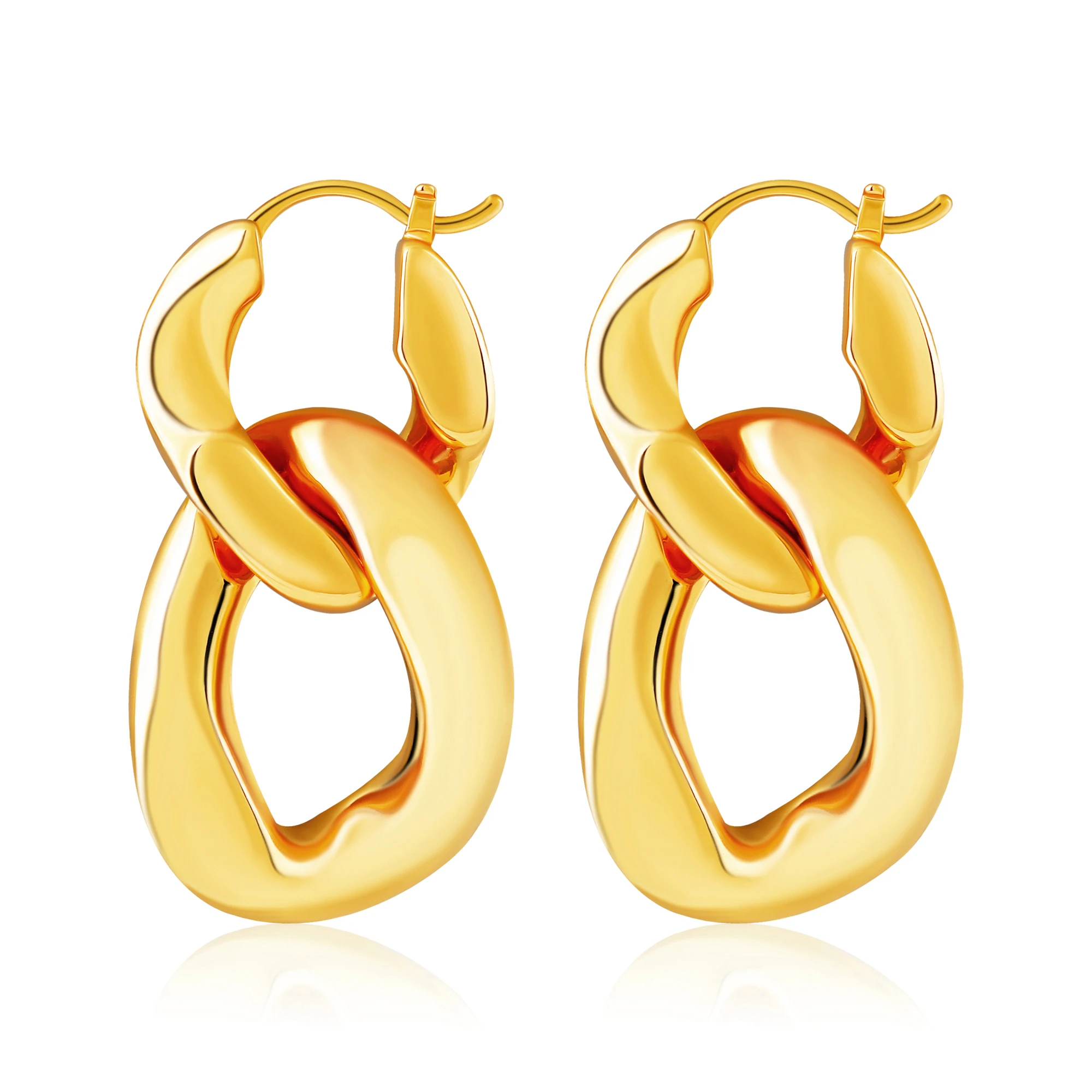 Fashion Real Gold Plated Wholesale statement Earring Hiphop Chain Hoop Earrings Huggie Earring For women Girls