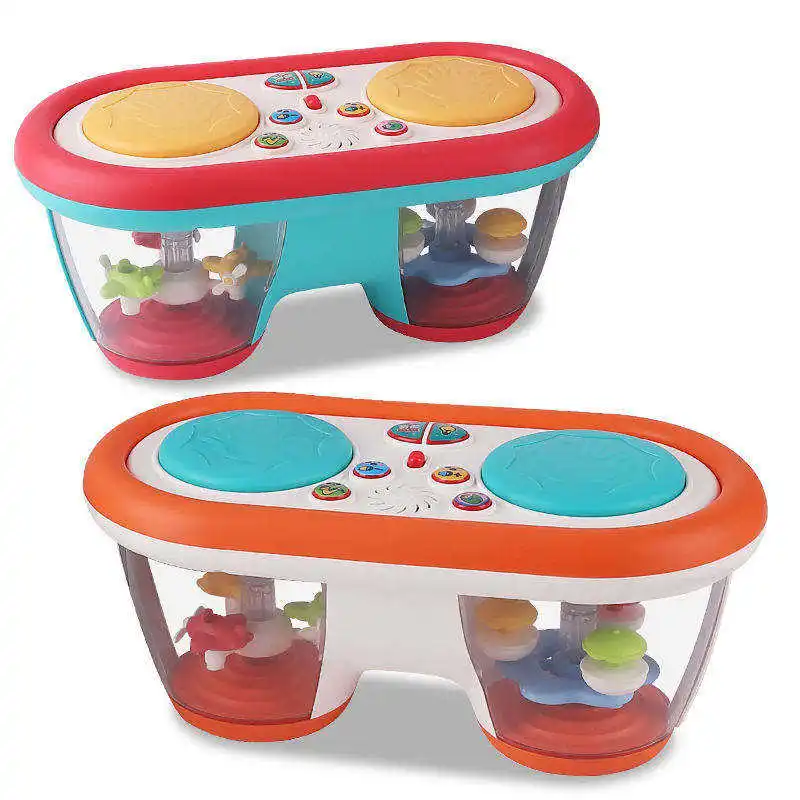 Baby Toys Drum Musical Instruments Rotating Light-up Toys Tummy Time Baby Sensory Toys