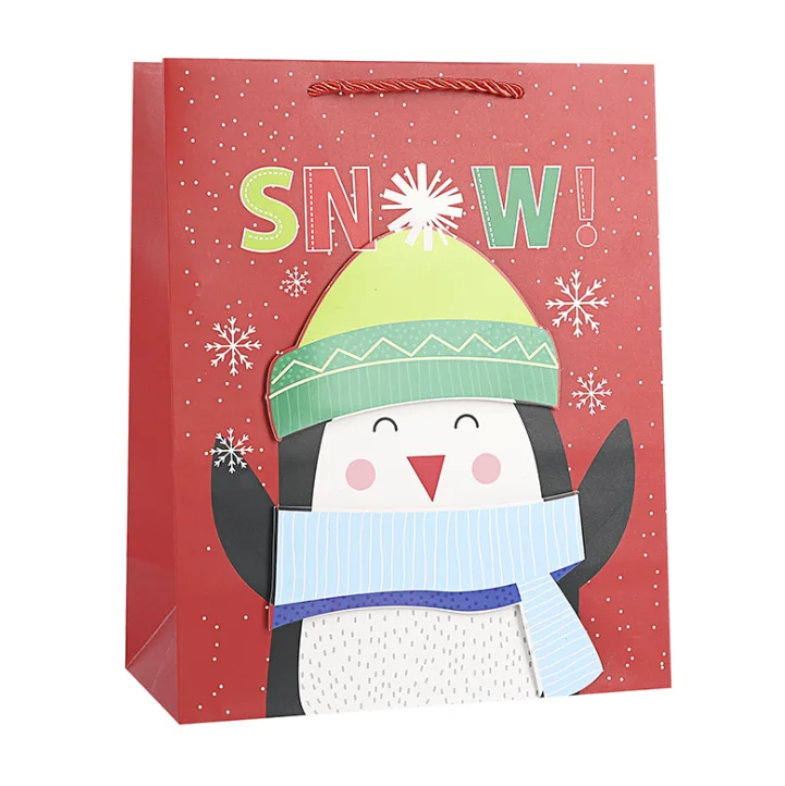 
Christmas Packaging Bag For Gift Kraft Brown Paper Portable Bags With Handles 03S023 