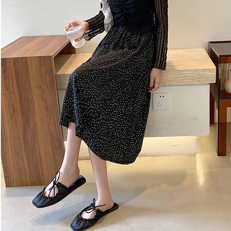 Boho Skirts Casual A-Line Long Pattern High-waist Wrap Tweed Skirt OEM/ODM Maxi Chiffon Printed Pleated Floral women Skirts