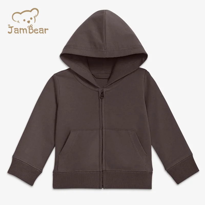 
JamBear Organic baby Zip hoodie Custom Knitted baby quilted hoodie Eco-friendly organic cotton baby cardigan sweater 