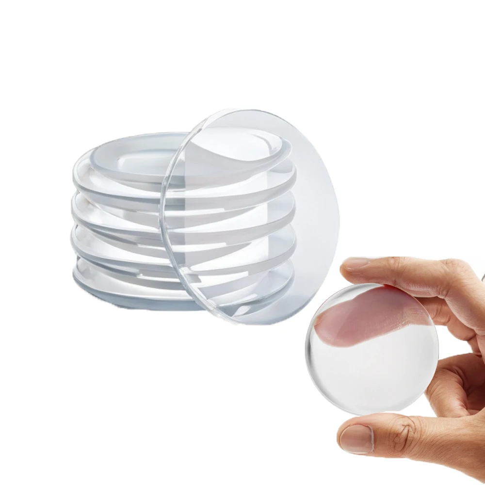 Ebest 6Pcs Door Knob Wall Shield Transparent Round Soft Rubber Door Stopper Wall Protector, Self Adhesive Door Handle Bumper