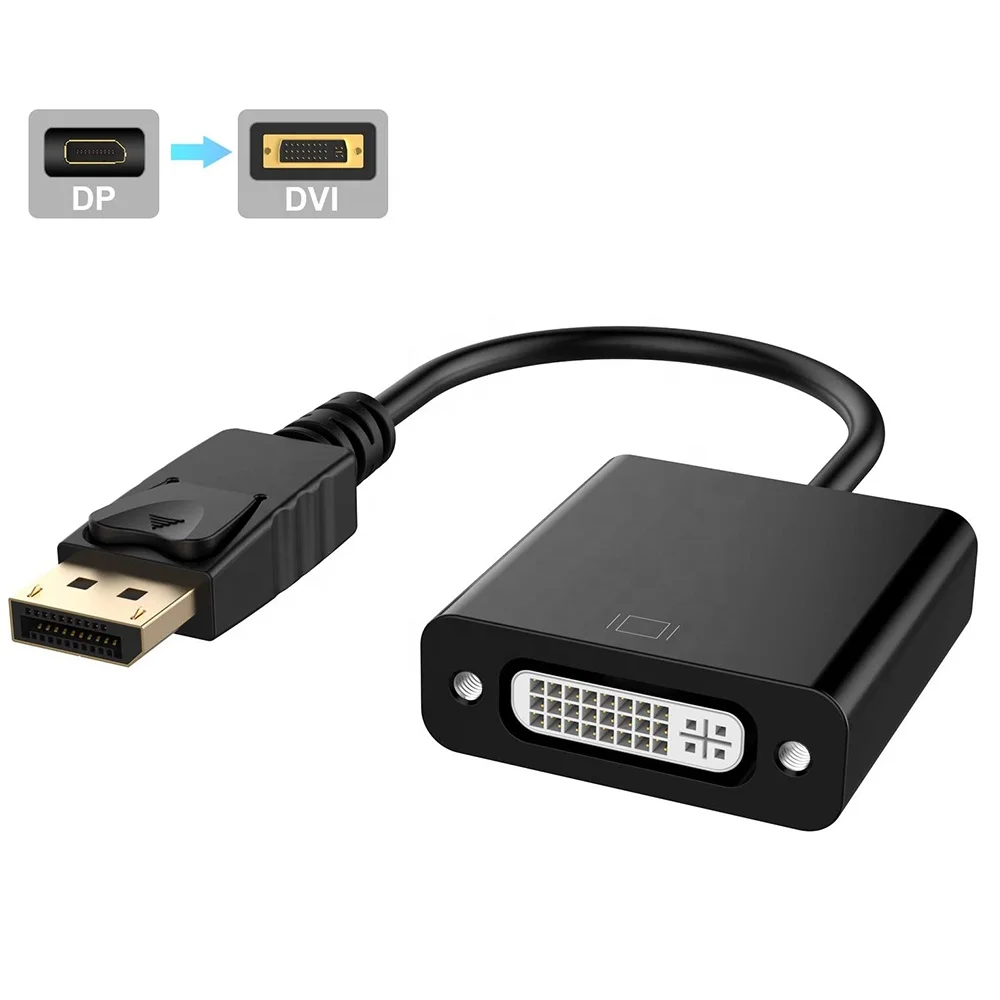 Display Port To DVI Cable Adapter Converter Male To Female 1080P For Monitor Projector Displays