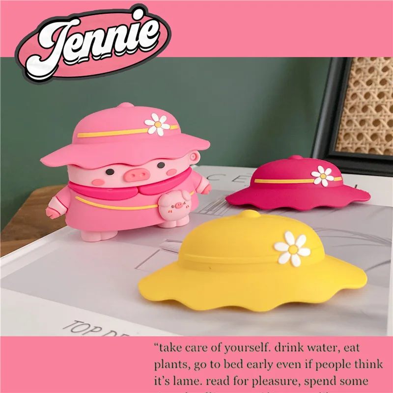3D Cartoon Korea Pink Pig Change Hat  Earphone Cases For Airpod 1 2 Protect Cover Accessories For Airpods Pro