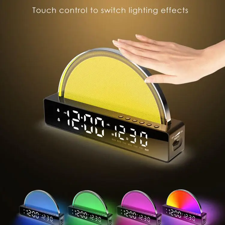 Wake Up Multi-function Alarm Clock ABS Digital Alarm Clock with Usb Charging Port Sunrise Wake Up Light